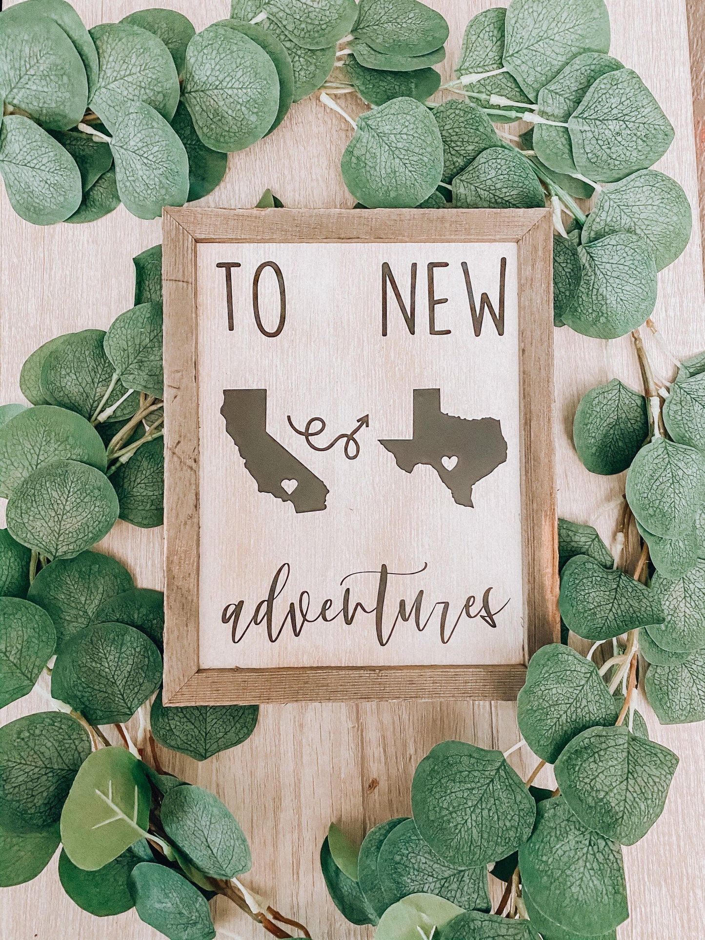 To New Adventures Custom Cross Country Home Decor Sign | Military Moving Sign | Personalized New Home Hand Painted Sign