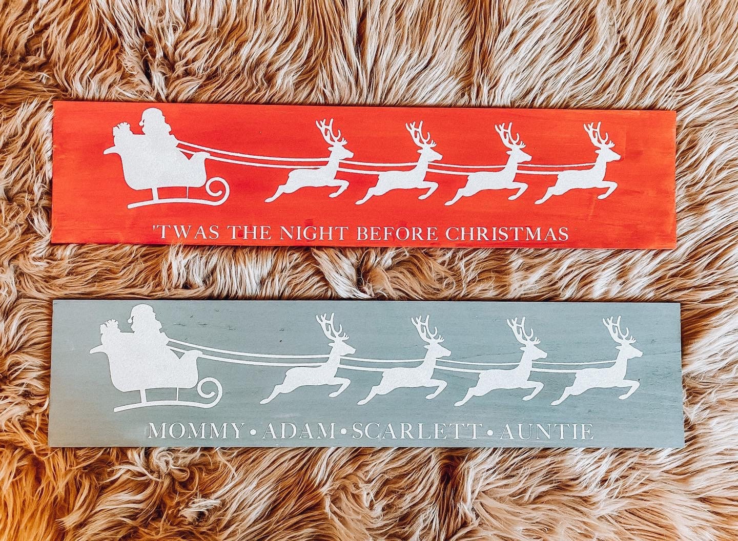 Santa Sleigh with Reindeer | ‘Twas the Night Before Christmas | Personalized Christmas Sign | Custom Christmas Family Sign