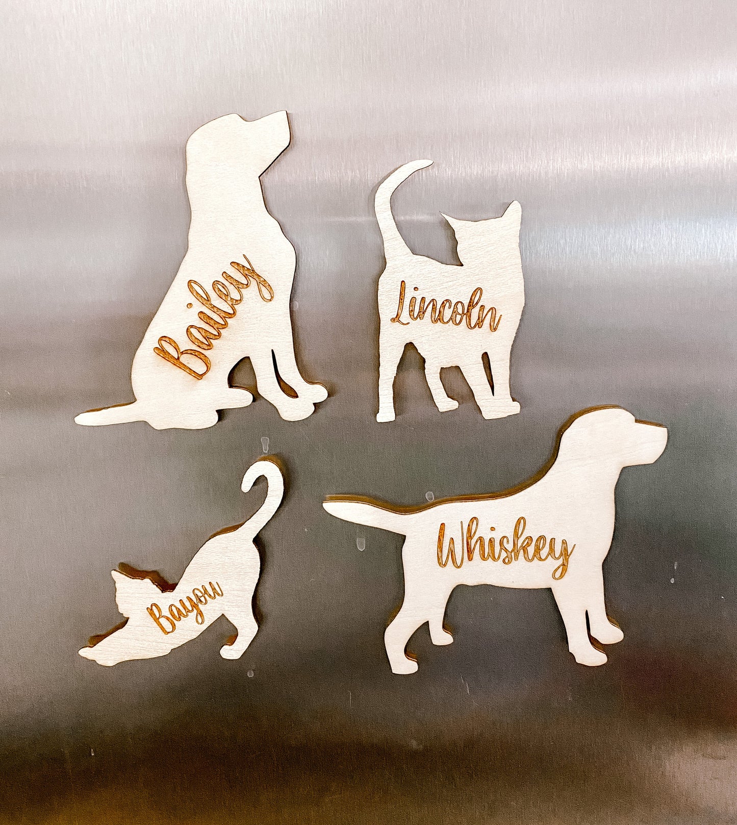 Laser Engraved Dog Magnet | Handmade Pet Magnet | Personalized Wood Baltic Birch Pet Magnet For Dogs and Cats