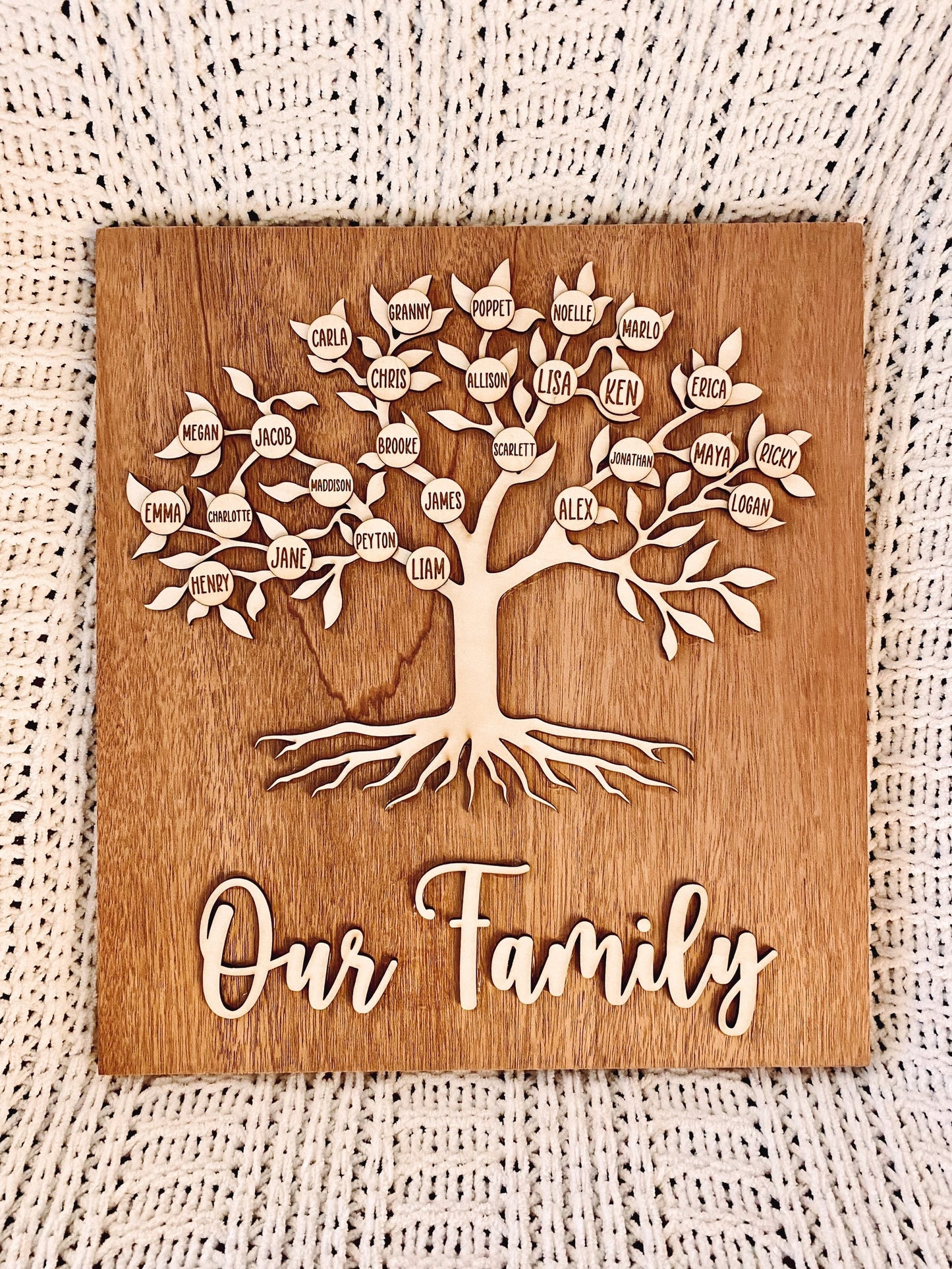 Our Family Personalized Laser Cut Family Tree with Family Names
