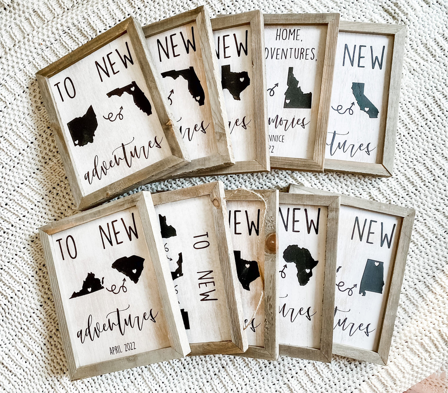 To New Adventures Custom Cross Country Home Decor Sign | Military Moving Sign | Personalized New Home Hand Painted Sign