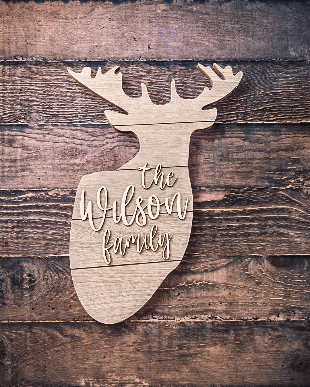 Deer Head Family Sign | Hunting Decor | Rustic Wedding Gift