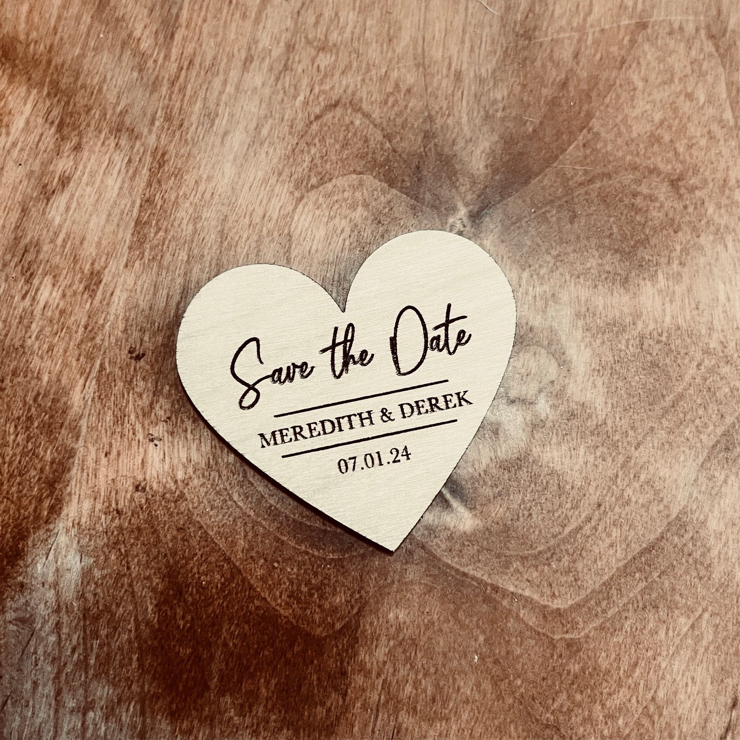 Save the Date Heart Shaped Wedding Magnets | Wooden Save the Date Personalized Set | Wedding Invitation | Custom Laser Engraved Oak Magnets