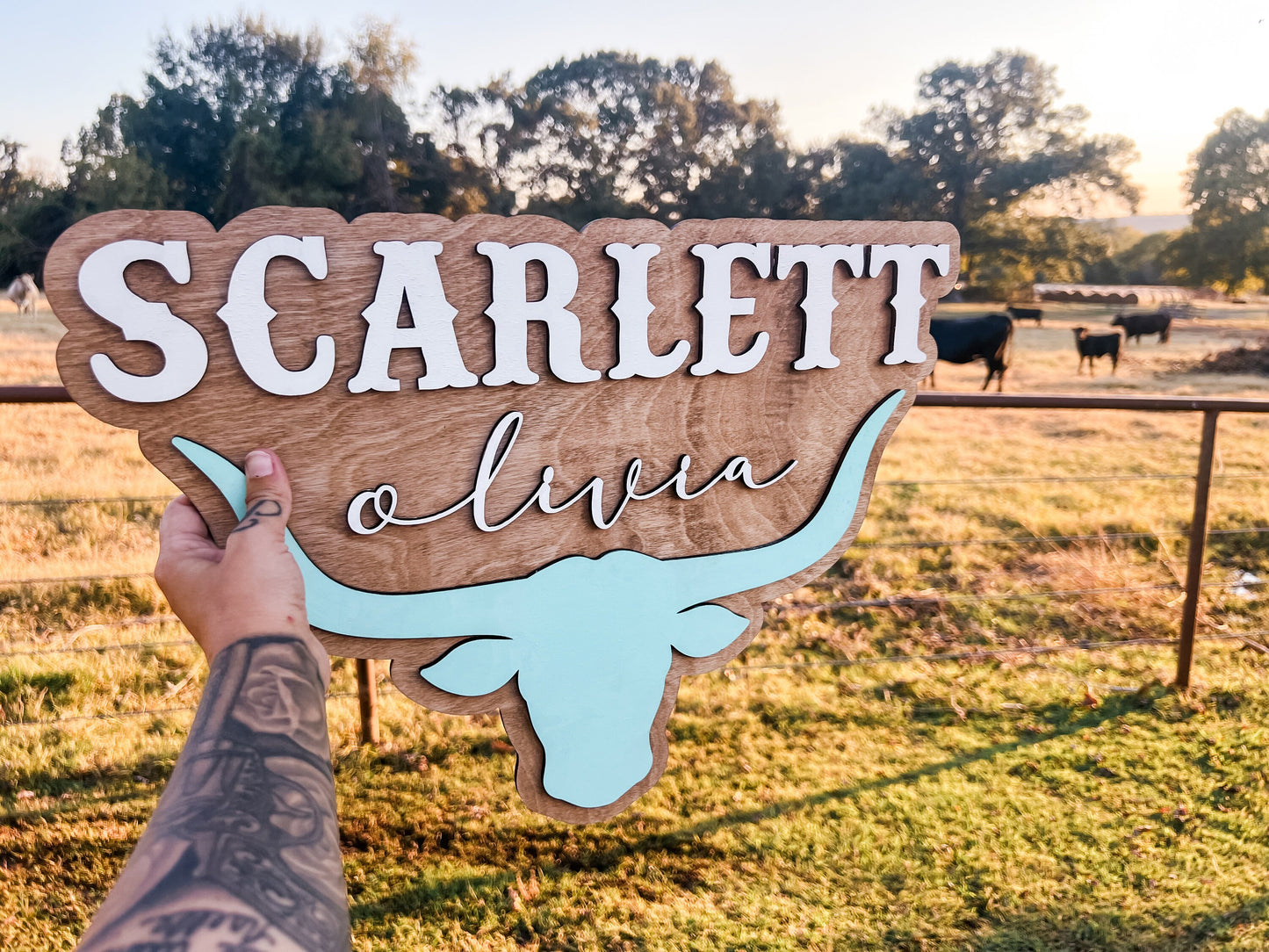 Custom Longhorn Kids Name Sign | Cow Nursery Decor | Bull Head Name Sign | Cowgirl or Cowboy Kids Name Sign | 3D Western Nursery Room Decor