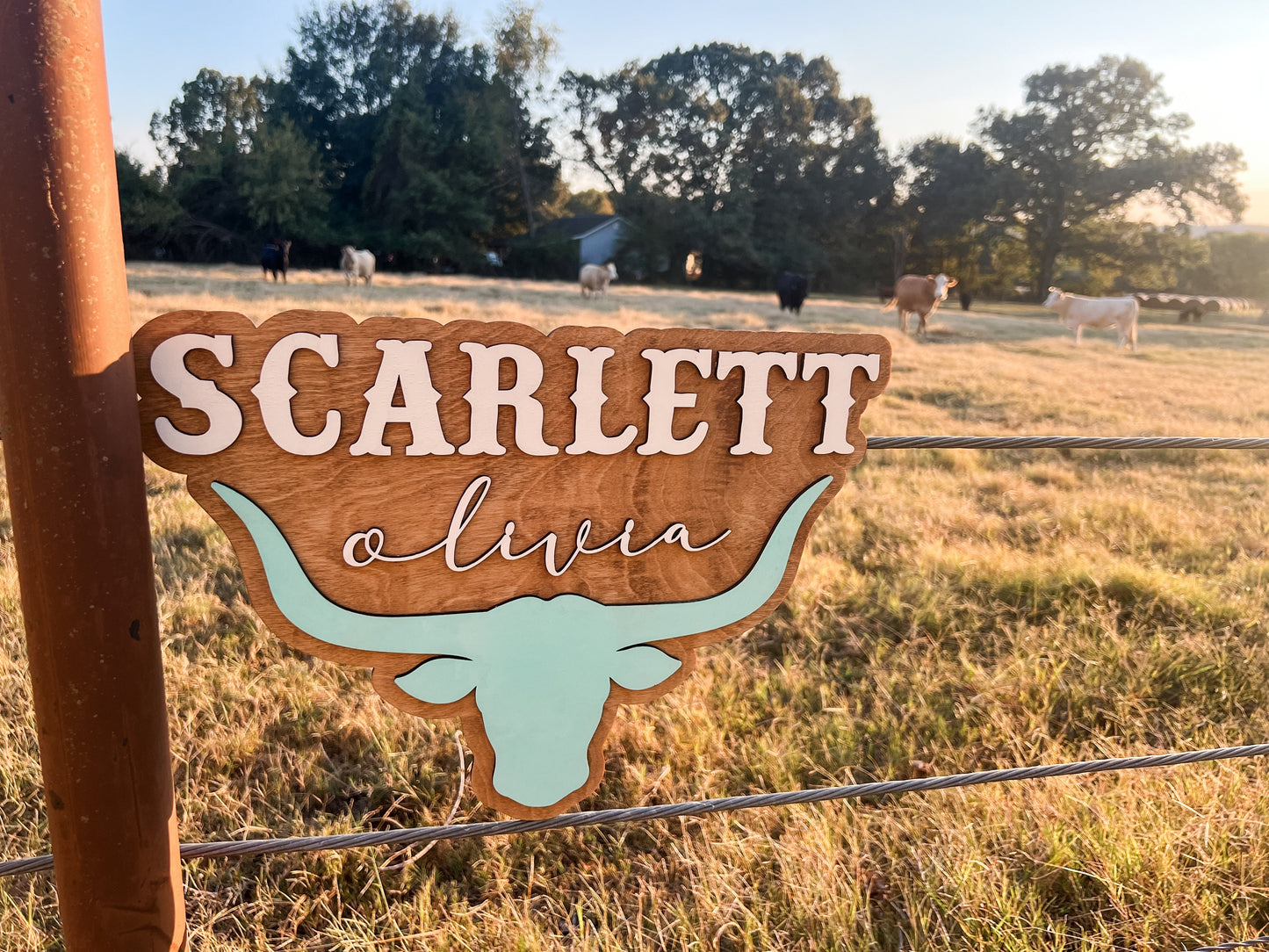 Custom Longhorn Kids Name Sign | Cow Nursery Decor | Bull Head Name Sign | Cowgirl or Cowboy Kids Name Sign | 3D Western Nursery Room Decor