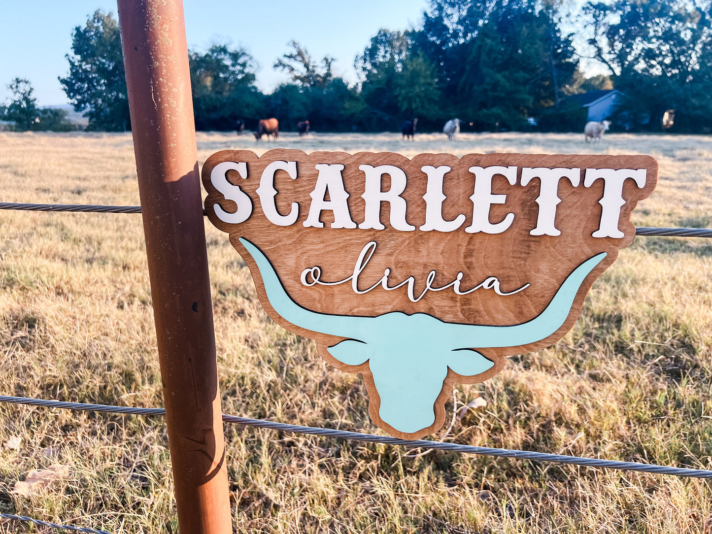 Custom Longhorn Kids Name Sign | Cow Nursery Decor | Bull Head Name Sign | Cowgirl or Cowboy Kids Name Sign | 3D Western Nursery Room Decor