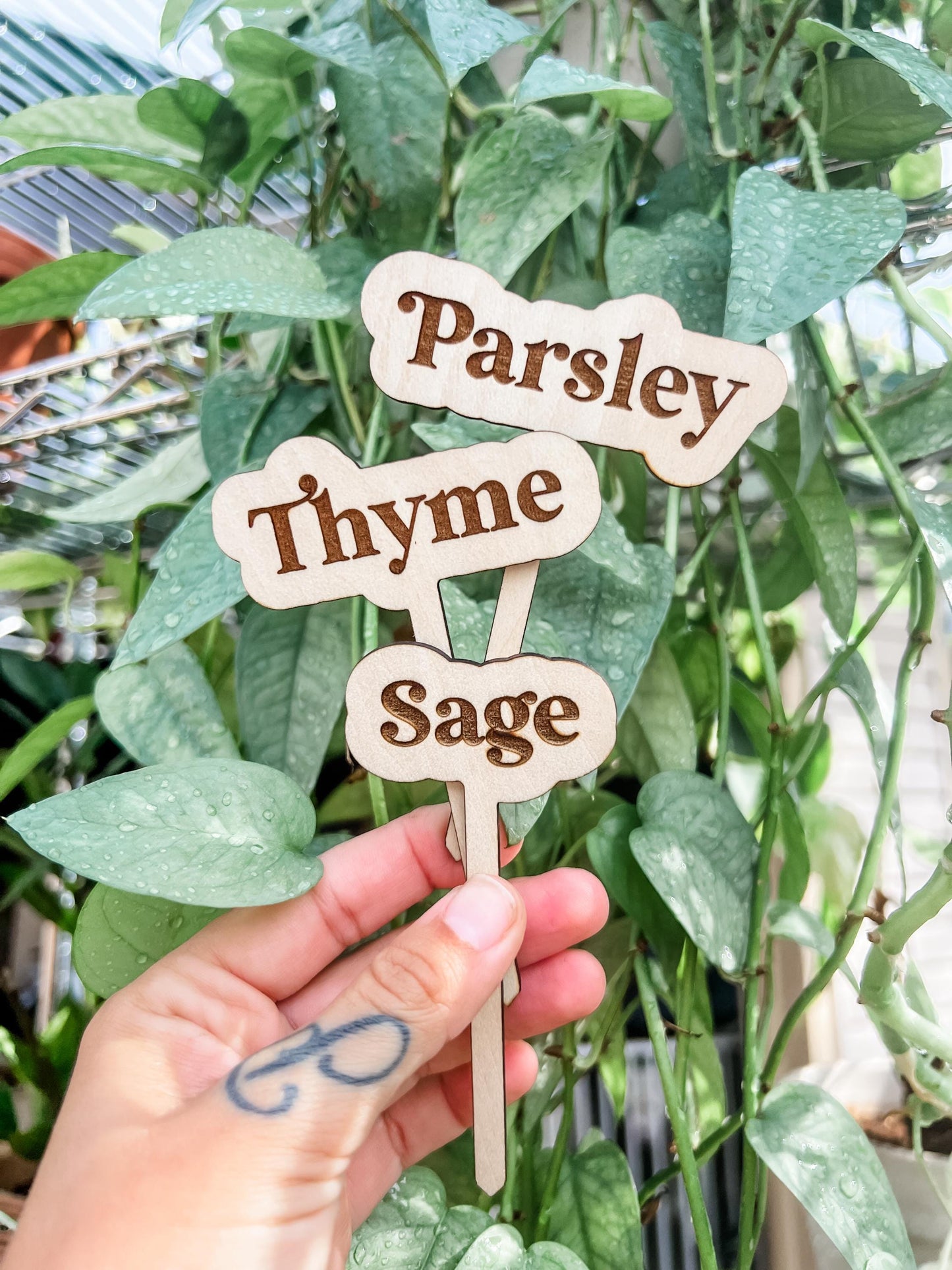 Garden Herb Stakes Set of 9, Herb Markers, Garden Signs | Engrave & Cut File | Adobe Illustrator, SVG, EPS, PDF | Glowforge, Cricut Ready