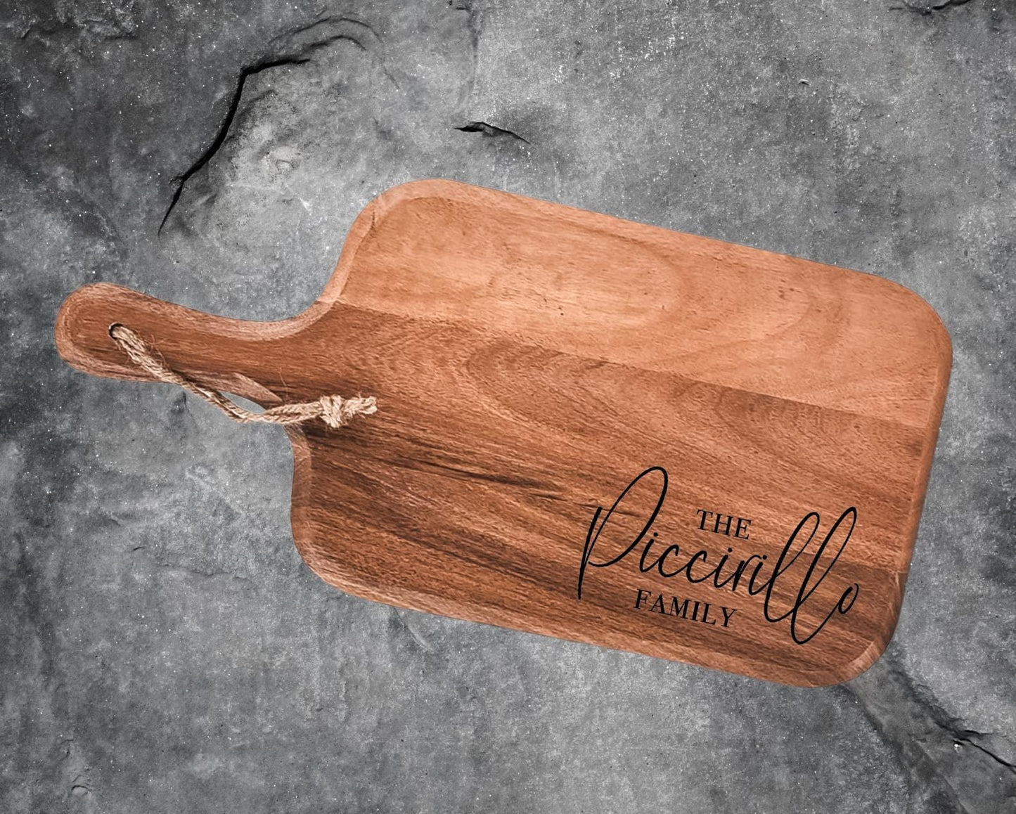 Personalized Family Last Name Engraved Acacia Cutting Board | Custom Wedding Gift | Laser Engraved Anniversary Gift | Family Christmas Gift