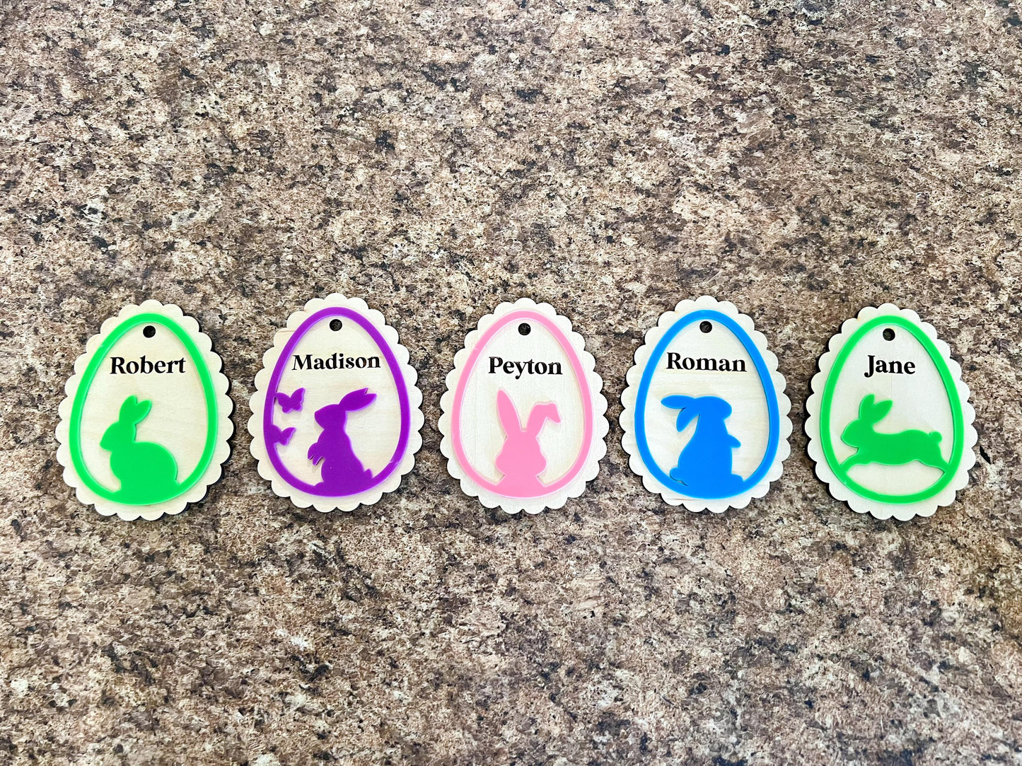 Personalized Bunny 3D Easter Basket Tag, Easter Bag Tag with Name, Custom Easter Decor, Wooden Easter Bunny Tag, Easter Gift for Kids