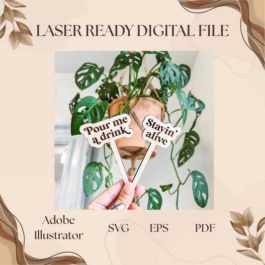 Funny Plant Stakes Set of 10, Plant Markers, Garden Signs | Engrave & Cut File | Adobe Illustrator, SVG, EPS, PDF | Glowforge, Cricut Ready