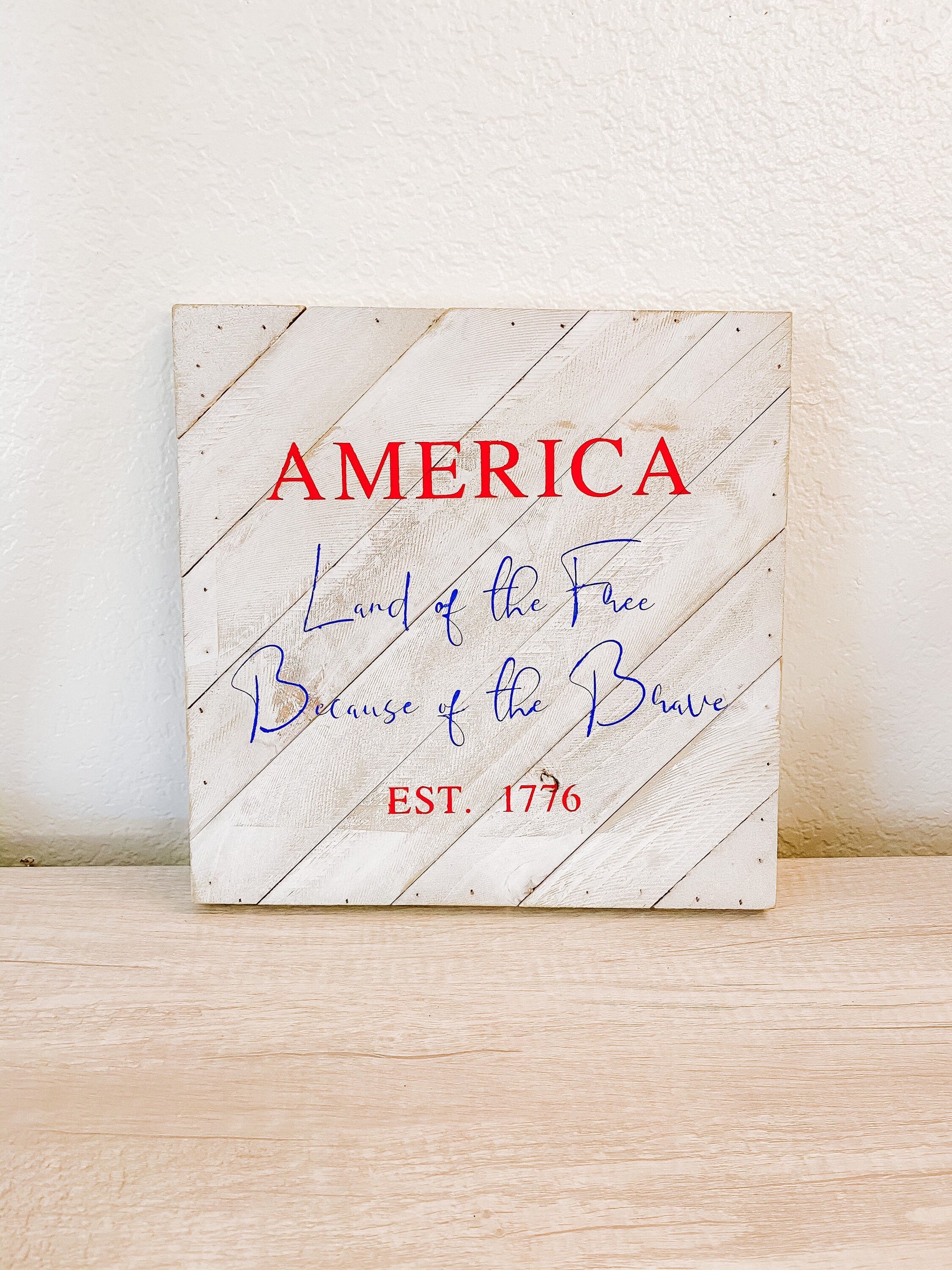 America Land of the Free Because of the Brave Wall Decor Sign