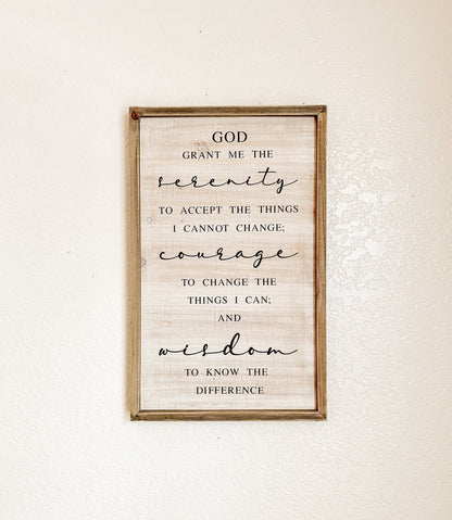 Serenity Prayer Recovery Wooden Wall Sign / 12 Step Recovery Sign / Spiritual Decor