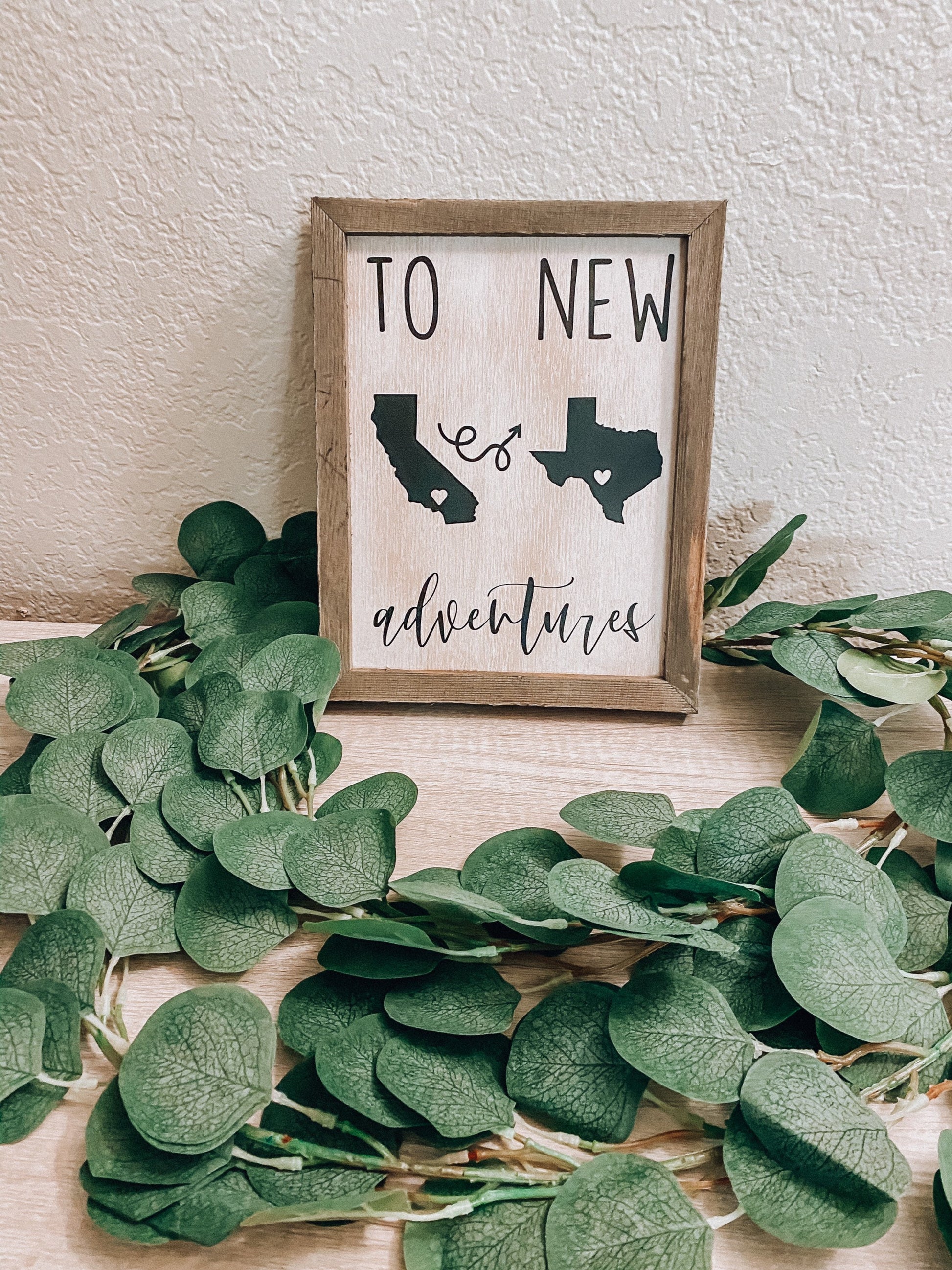 To New Adventures Custom Cross Country Home Decor Sign | Military Moving Sign | Personalized New Home Hand Painted Sign