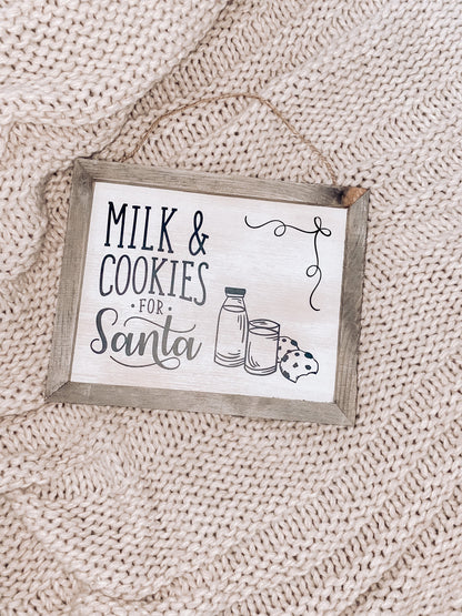 Milk & Cookies for Santa Holiday Rustic Sign