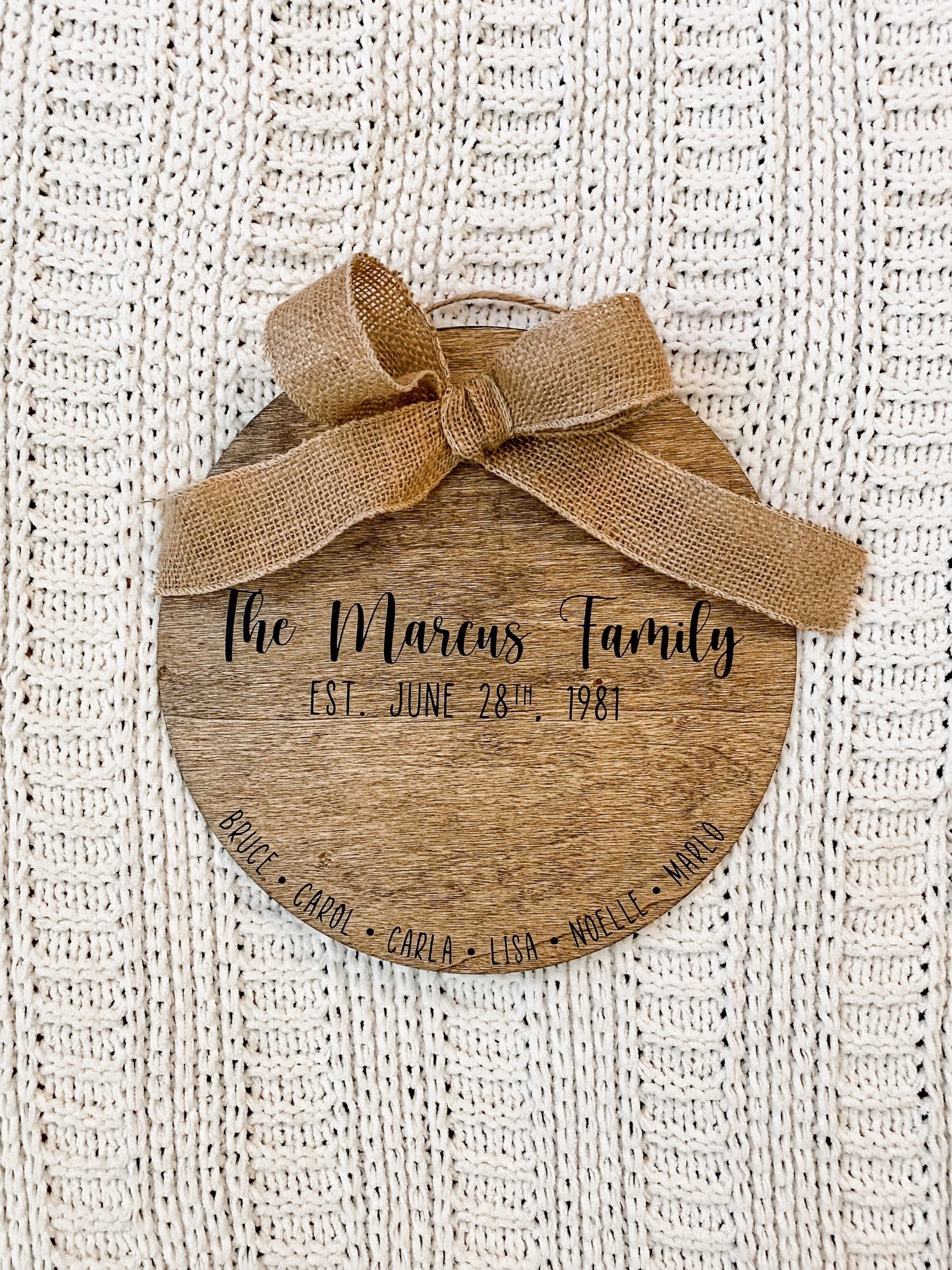 Custom Family Sign with Wedding Date and Family Names