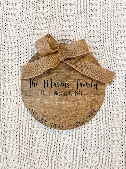 Custom Family Sign with Wedding Date and Family Names