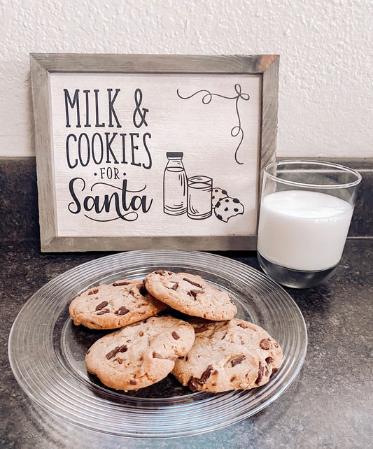 Milk & Cookies for Santa Holiday Rustic Sign