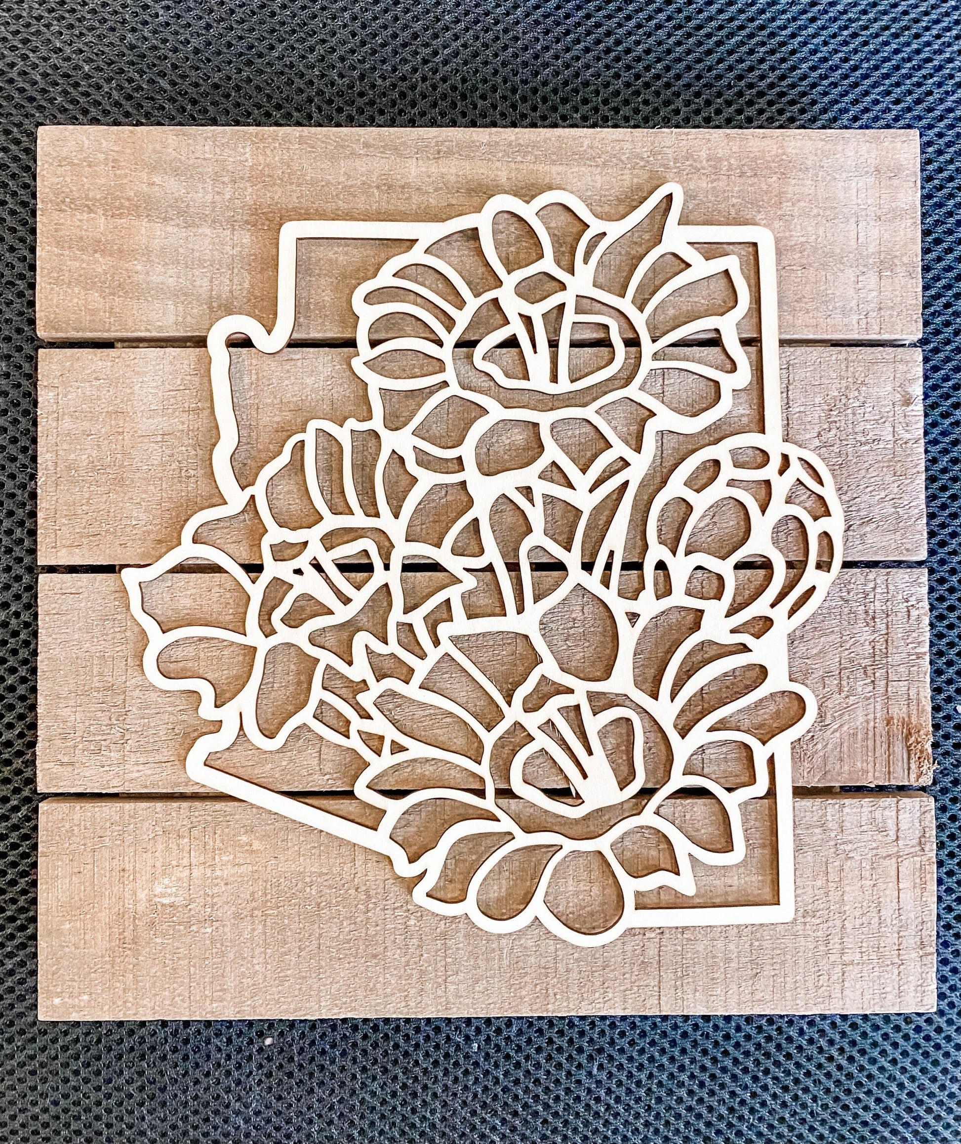 Laser Cut Floral State Sign / Cross Country Moving Gift