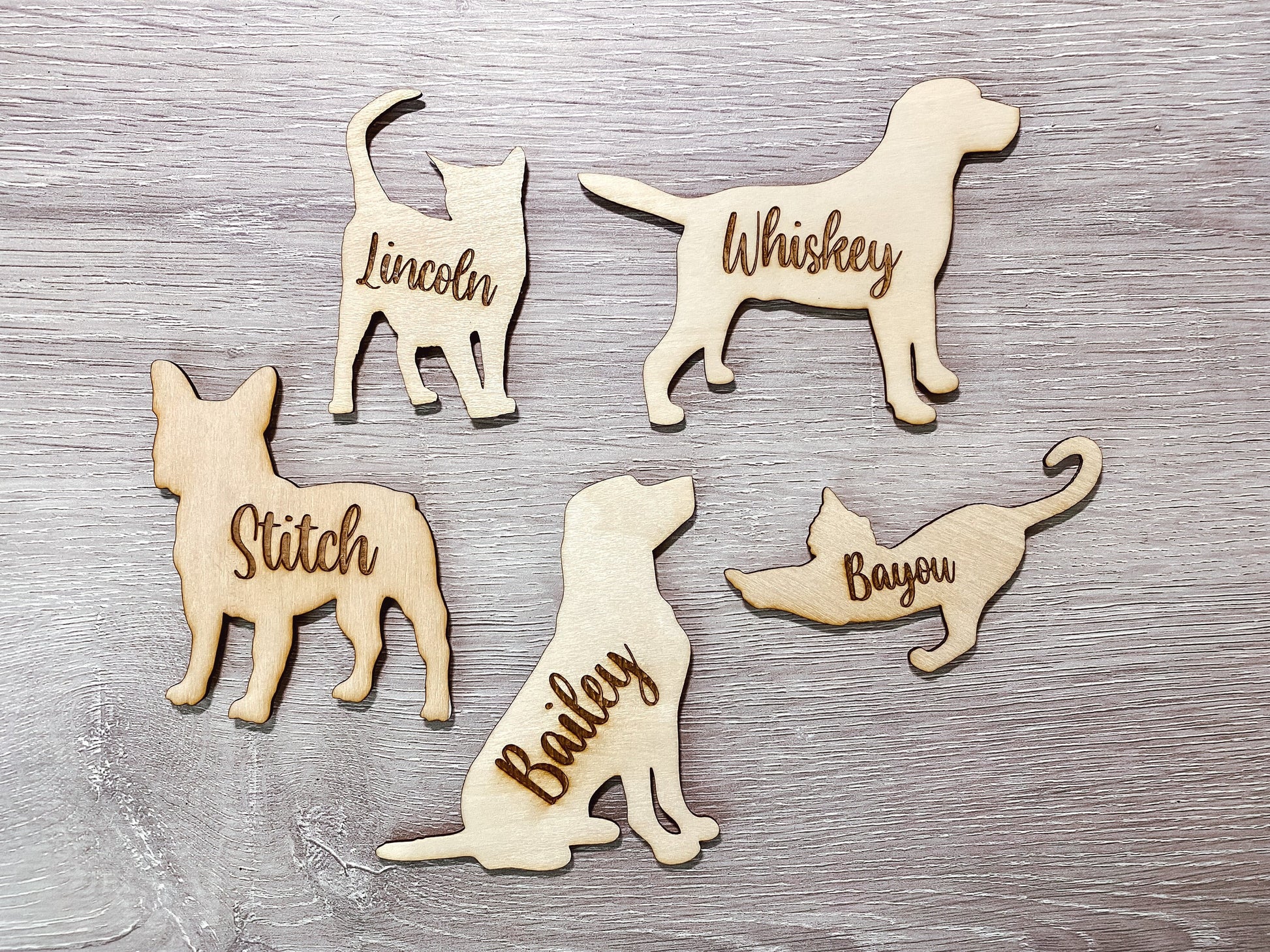 Laser Engraved Dog Magnet | Handmade Pet Magnet | Personalized Wood Baltic Birch Pet Magnet For Dogs and Cats