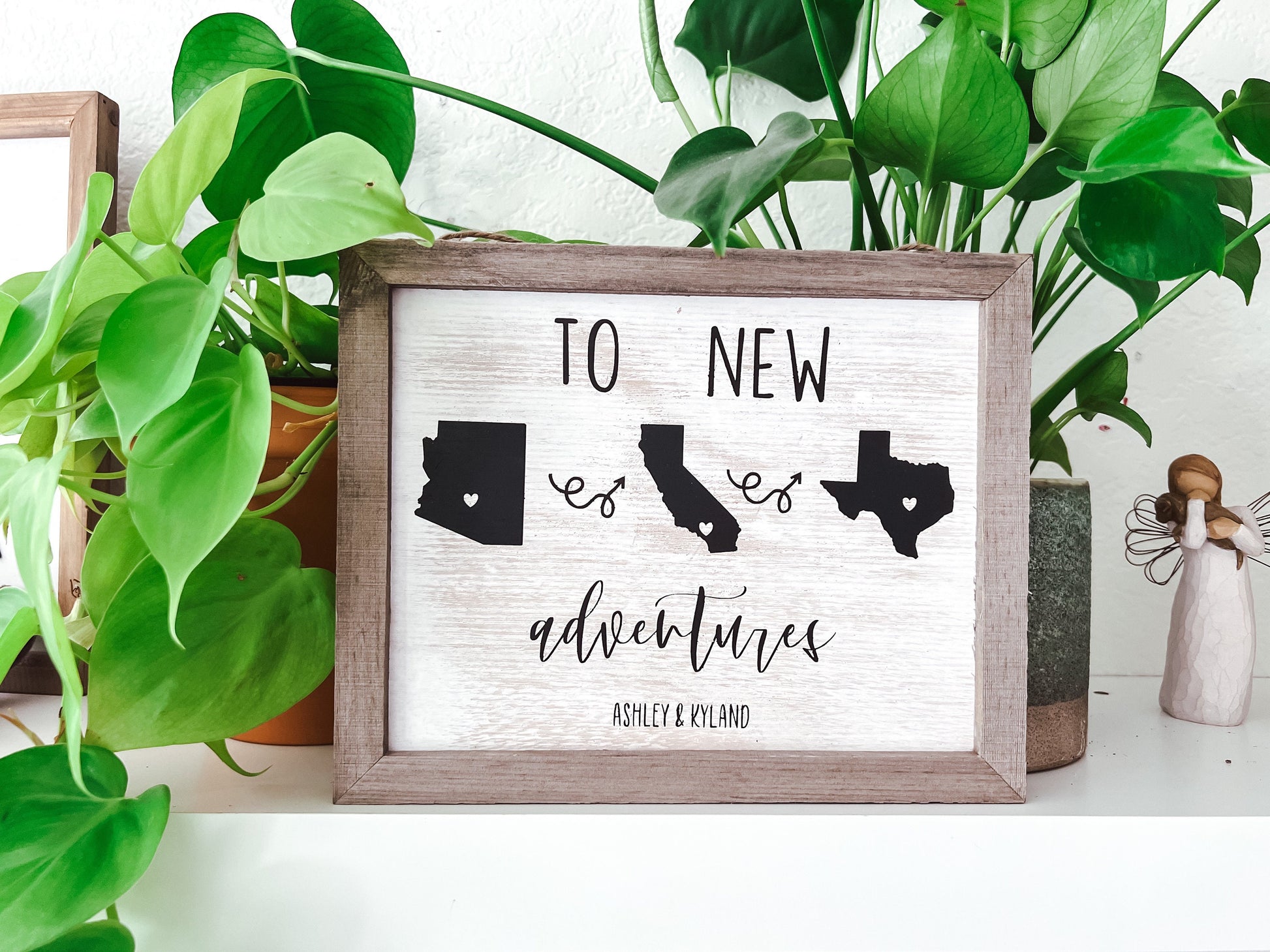 To New Adventures Custom Cross Country Home Decor Sign Three States/Countries