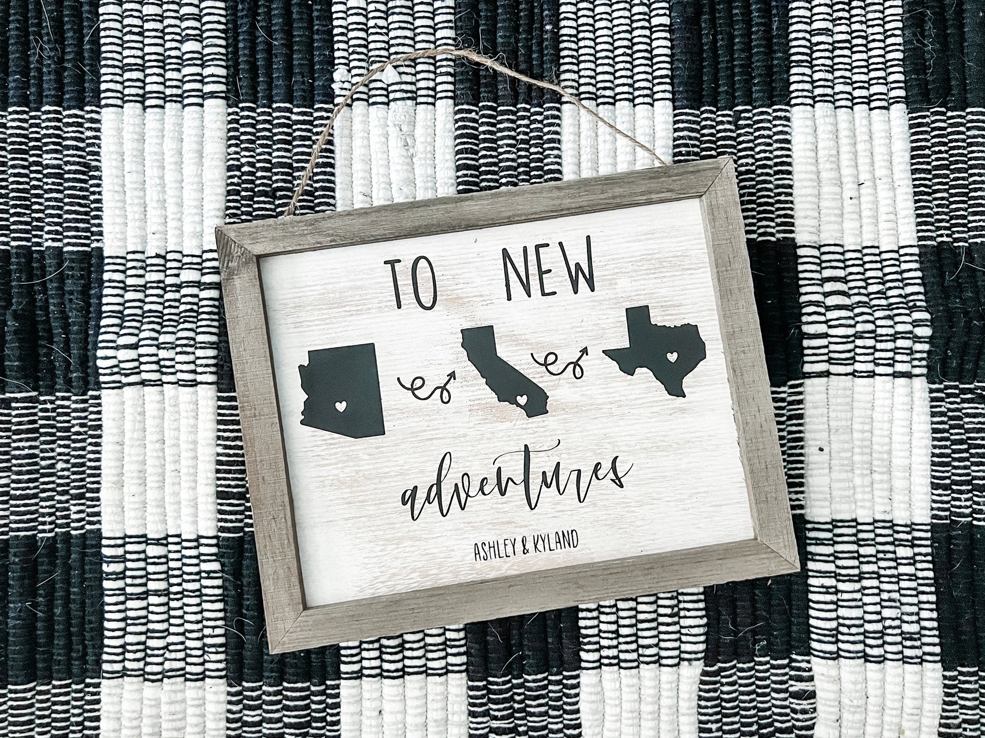 To New Adventures Custom Cross Country Home Decor Sign Three States/Countries