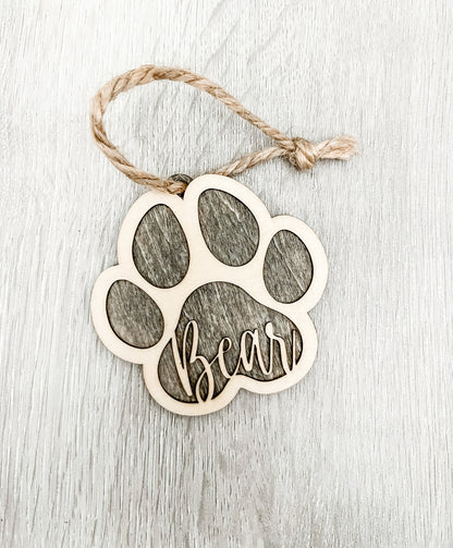 Personalized Paw Print Ornament / Laser Cut Dog Cat Christmas Ornament