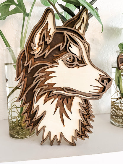 Laser Cut 3D Dog Wood Signs | Husky Sign | Pitbull Sign | Custom Dog Sign
