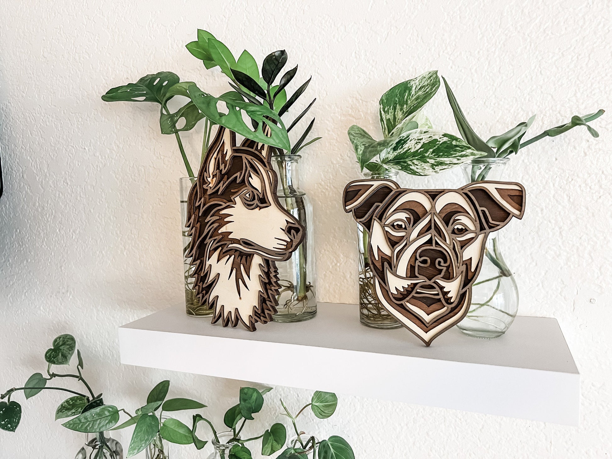 Laser Cut 3D Dog Wood Signs | Husky Sign | Pitbull Sign | Custom Dog Sign