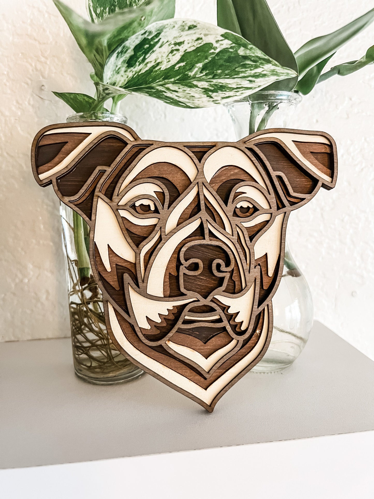 Laser Cut 3D Dog Wood Signs | Husky Sign | Pitbull Sign | Custom Dog Sign