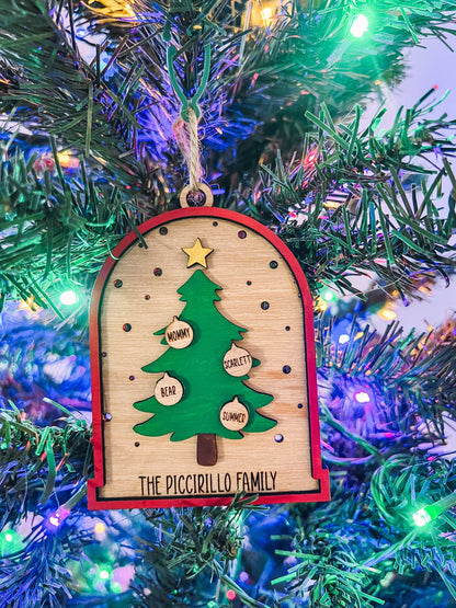 Personalized Christmas Tree Family Names Ornament | Custom Last Name Handmade Ornament | Family Tree Ornament