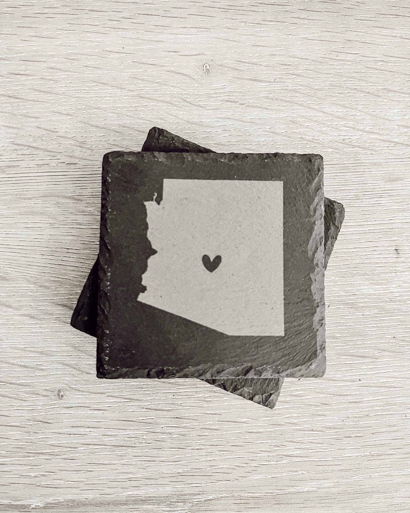 Personalized City And State 4 Pack Laser Engraved Slate Coaster Set | Custom Wedding Gift Coaster Set