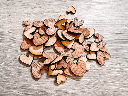 Wood Hearts Assorted Table Confetti | Wedding Table Decor | Valentines Table Decor