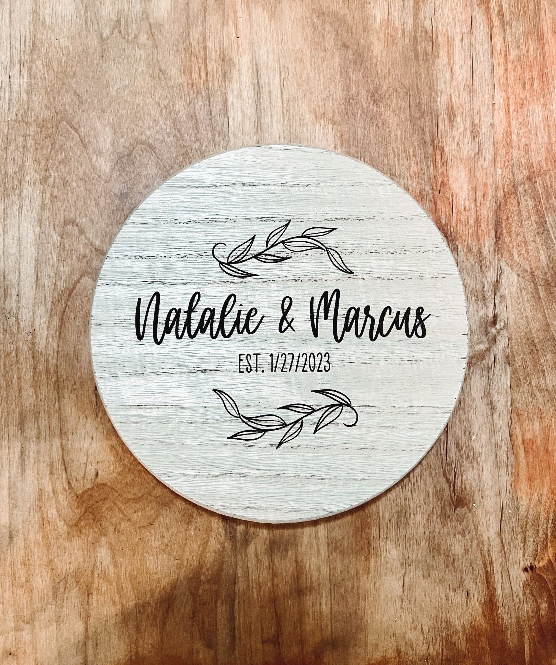 Personalized Names Lazy Susan with Felt Bottom | Custom Rustic Wedding Gift Family Name Wood Lazy Susan