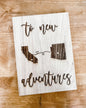 Solid Oak Wood To New Adventures Custom Cross Country Home Decor Sign | Military Moving Sign | Personalized New Home Laser Engraved Sign