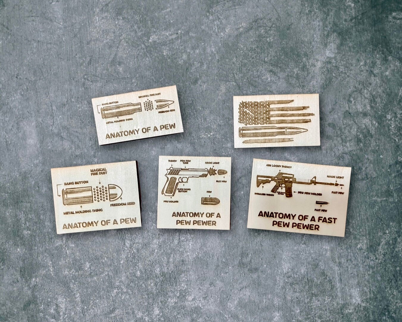 Anatomy of a Pew Magnet Set | Freedom America Bullet, Pistol, Rifle, American Flag