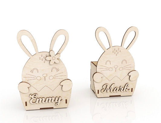 Easter Bunny Laser Cut Box | Personalizable Easter Treat Crate | DIY Paint Activity Easter Basket | Custom Bunny Candy Crate for Kids