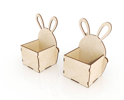 Easter Bunny Laser Cut Box | Personalizable Easter Treat Crate | DIY Paint Activity Easter Basket | Custom Bunny Candy Crate for Kids