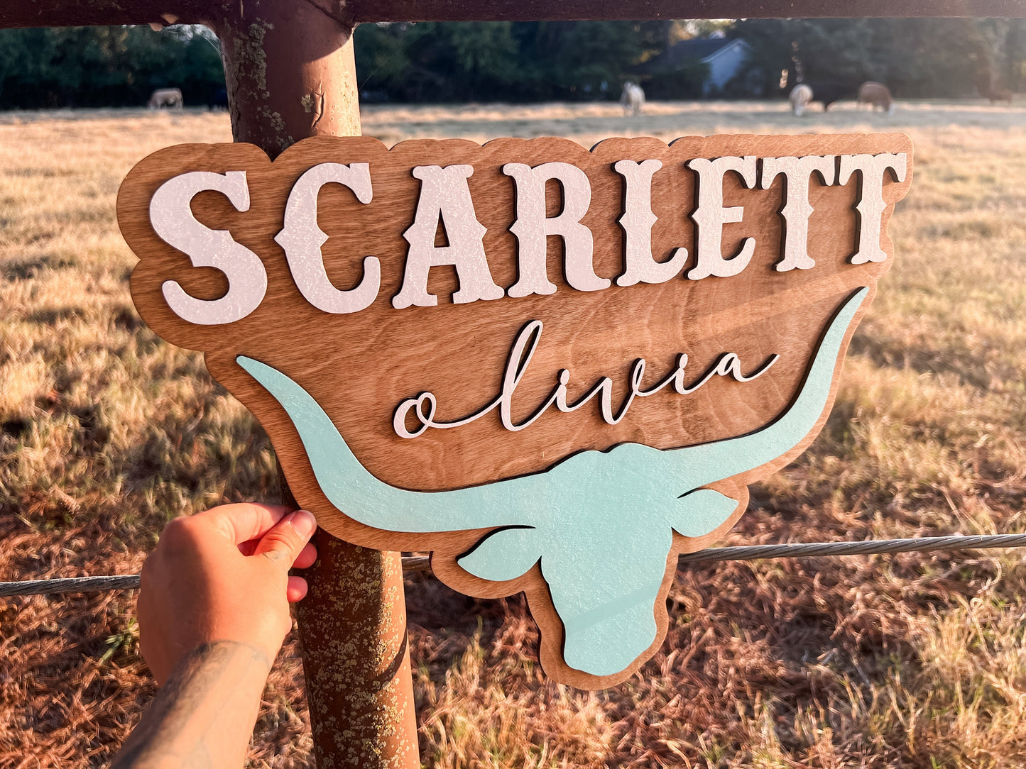 Custom Longhorn Kids Name Sign | Cow Nursery Decor | Bull Head Name Sign | Cowgirl or Cowboy Kids Name Sign | 3D Western Nursery Room Decor