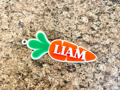 Personalized Acrylic 3D Easter Basket Carrot Tag, Easter Bag Tag Name, Custom Easter Decor, Wooden Easter Carrot Tag, Easter Gift for Kids