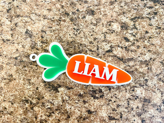 Personalized Acrylic 3D Easter Basket Carrot Tag, Easter Bag Tag Name, Custom Easter Decor, Wooden Easter Carrot Tag, Easter Gift for Kids