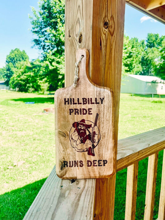 Hillbilly Pride Runs Deep Laser Engraved Acacia Cutting Board | HPRD Ozark Arkansas Local Gift for Friend or Family | Small Town Pride Decor