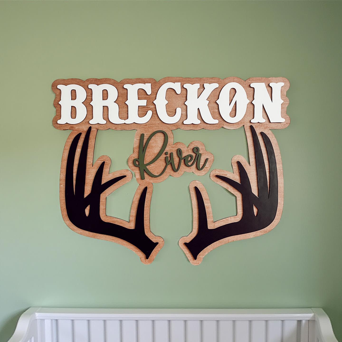 Custom Deer Antler Kids Name Sign | Boys Nursery Decor | Antler Name Sign | Cowboy Hunter Baby Name Sign | 3D Southern Nursery Room Decor