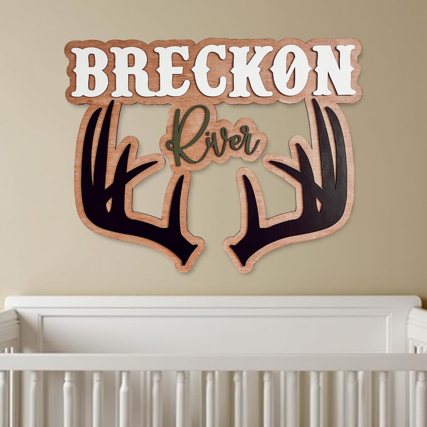 Custom Deer Antler Kids Name Sign | Boys Nursery Decor | Antler Name Sign | Cowboy Hunter Baby Name Sign | 3D Southern Nursery Room Decor