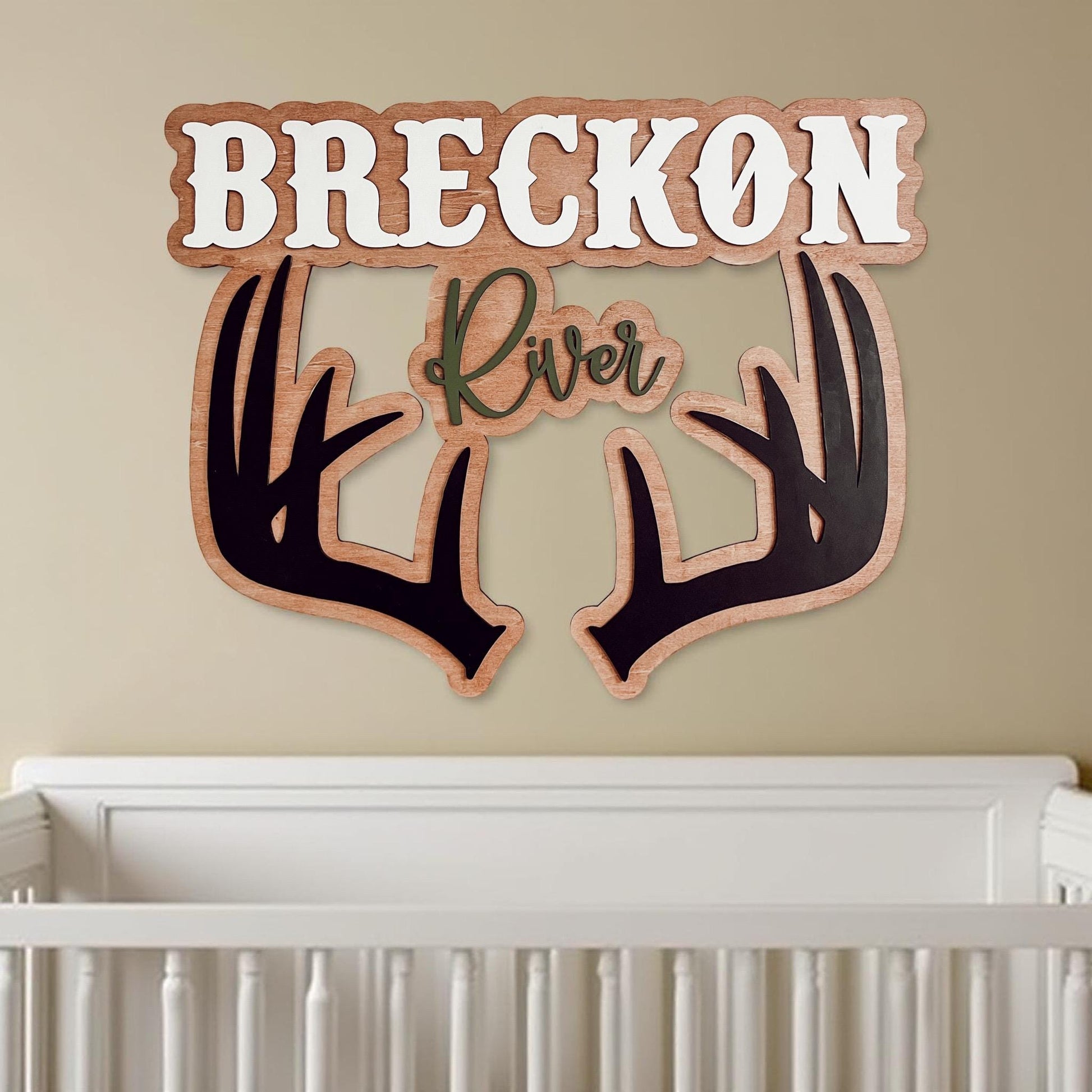 Custom Deer Antler Kids Name Sign | Boys Nursery Decor | Antler Name Sign | Cowboy Hunter Baby Name Sign | 3D Southern Nursery Room Decor