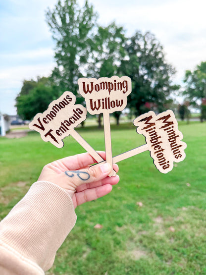 Magical Wizard Personalized Wooden Plant Stakes, Harry Plant Markers, Custom Stake, Garden Decor, Plant Accessories, Herbology Plant Signs
