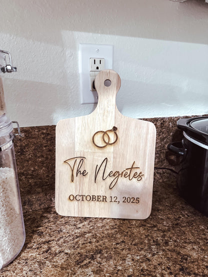 Personalized Last Name Engraved Cutting Board | Custom Wedding Gift | Laser Engraved Anniversary Gift | Western Wedding Decor | Paddle Board