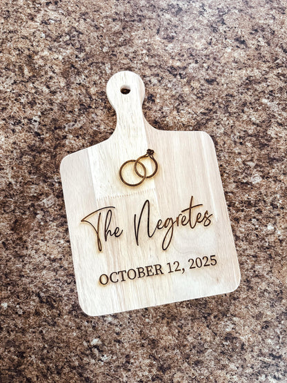 Personalized Last Name Engraved Cutting Board | Custom Wedding Gift | Laser Engraved Anniversary Gift | Western Wedding Decor | Paddle Board