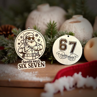 Six Seven Santa Clause Kids Trending Ornament | 6 7 Funny Slang Christmas Ornament Gift for Teacher or Children | Elementary Middle School