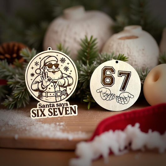 Six Seven Santa Clause Kids Trending Ornament | 6 7 Funny Slang Christmas Ornament Gift for Teacher or Children | Elementary Middle School