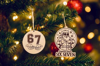 Six Seven Santa Clause Kids Trending Ornament | 6 7 Funny Slang Christmas Ornament Gift for Teacher or Children | Elementary Middle School